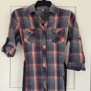 BKE Casual Plaid Shirt - Red, Blue, and Gray